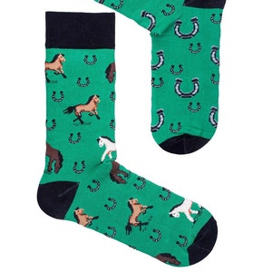 Horse Horseshoe Horses Unisex Socks, Funny Socks, Cozy Socks, Crazy Socks, Colorful Socks, Gift Idea, Perfect Gift, Mismatched Socks