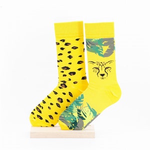Leopard Panther Mismatched Socks: Unisex Cotton Blend