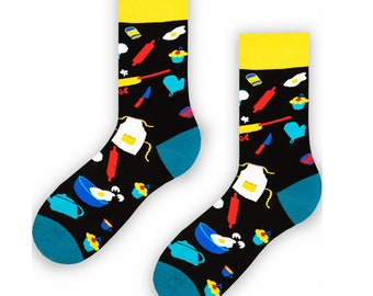 Master Chef Confectioner Masterchef Kitchen Unisex Socks, Birthday Socks, Crazy Socks, Colorful Socks, Gift, Perfect Gift, Mismatched Socks
