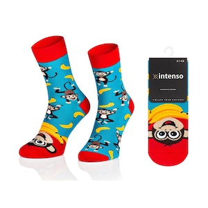 Calcetines de algodón con diseño de mono y plátano: divertidos calcetines unisex desiguales