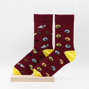 Donut Socks: Combed Cotton Blend, Unisex Mismatched Socks