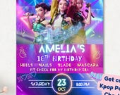 Kpop Demon Hunters Birthday Invitation | Huntrix Party Invite | Huntrix Birthday Party | Canva Template | Instant download