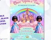 Editable Magical Black Princess Birthday Invitation Printable | African American Castle Fairy Tale Invite | Instant Download 5x7 Template