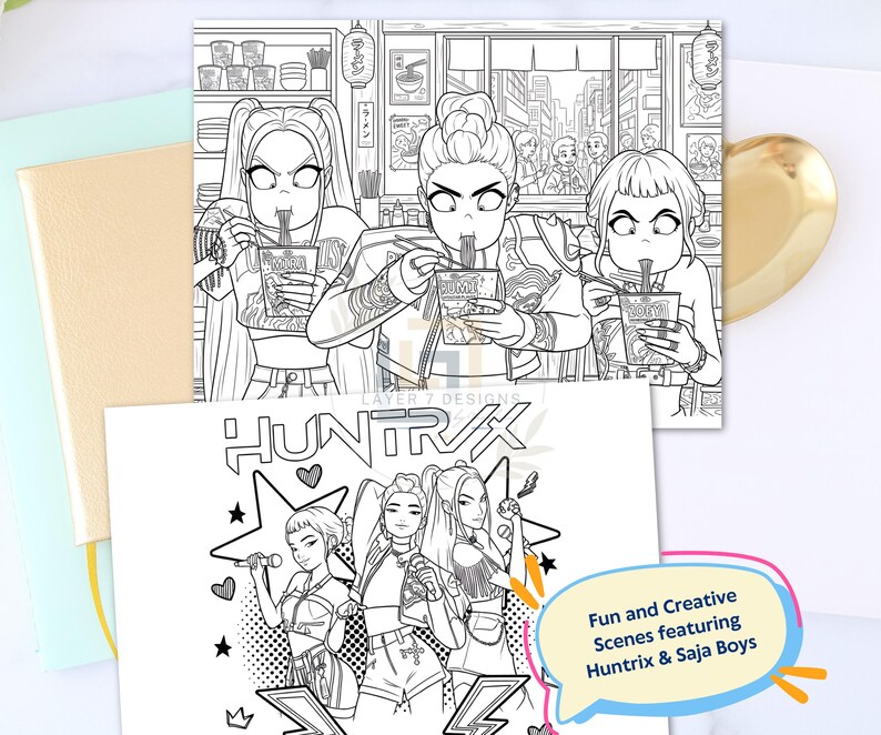 Kpop Demon Hunters Coloring Pages & DIY Stickers | Printable Coloring