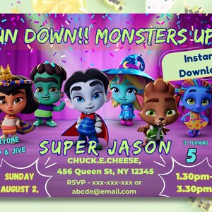 Super Monsters Invitation | Editable Canva Birthday Template | Drac, Katya, Lobo | Custom Digital Download| Super Monsters Party Invites image 6