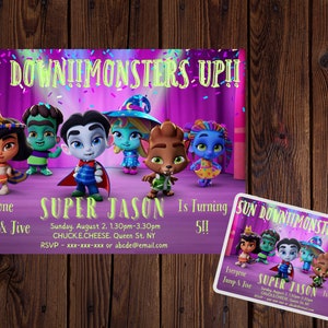 Super Monsters Birthday Party Invitation - Personalized | Canva Template | Fun Monster Theme | Kids' Invite | Digital Download