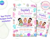 Spa Party Invitation, Girls Pamper Party Invite, Tween Spa Invite, Mani Pedi Sleepover Card, Editable Canva Template, Instant Download