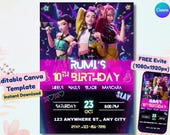 KPop Demon Hunters Birthday Invitation–Editable Canva Template,5x7 Digital Download,Anime KPop Party Invite for Kids/Teens,kpdh kids invite