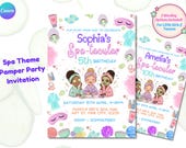Editable Spa Party Invitation, Girls Pamper Party Invite, Tween Spa Birthday, Mani Pedi Sleepover Card, Canva Template, Instant Download