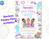 SpaJama Party Invitation | Girls Pamper Party Invite | Tween Spa Sleepover Birthday | Slumber Party Editable Canva | Pajama Spa Invite