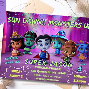 Super Monsters Invitation | Editable Canva Birthday Template | Drac, Katya, Lobo | Custom Digital Download| Super Monsters Party Invites image 7