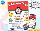 Pokemon Birthday Invitation Template | 5x7 Printable & Mobile Evite | Pikachu Party Editable Invite | Instant Download Canva | Boy Girl Kids