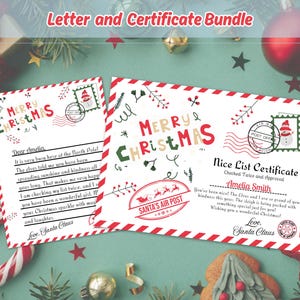 Letter from the desk of Santa, Nice List Certificate, Official North Pole Mail, Editable Template, Vintage Air Mail, Personalized Printable