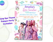Kpop Spa Party Invitation | Editable Pamper Party Invite | Girls Sleepover | SpaTacular Invite | Tween Spa Invite | Kpop Birthday Invite