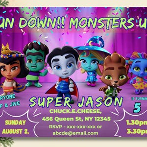Super Monsters Invitation | Editable Canva Birthday Template | Drac, Katya, Lobo | Custom Digital Download| Super Monsters Party Invites image 4