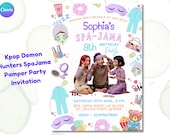 K-pop Demon Hunters Spajama Invitation | Editable Sleepover Invite | Girls Pamper Party | Spa Birthday | Huntrix Spa Invitation | Canva