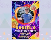 Personalized Basketball Birthday Invitation, Kids Party (PNG)