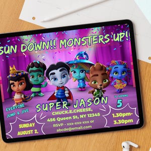 Super Monsters Invitation | Editable Canva Birthday Template | Drac, Katya, Lobo | Custom Digital Download| Super Monsters Party Invites image 2