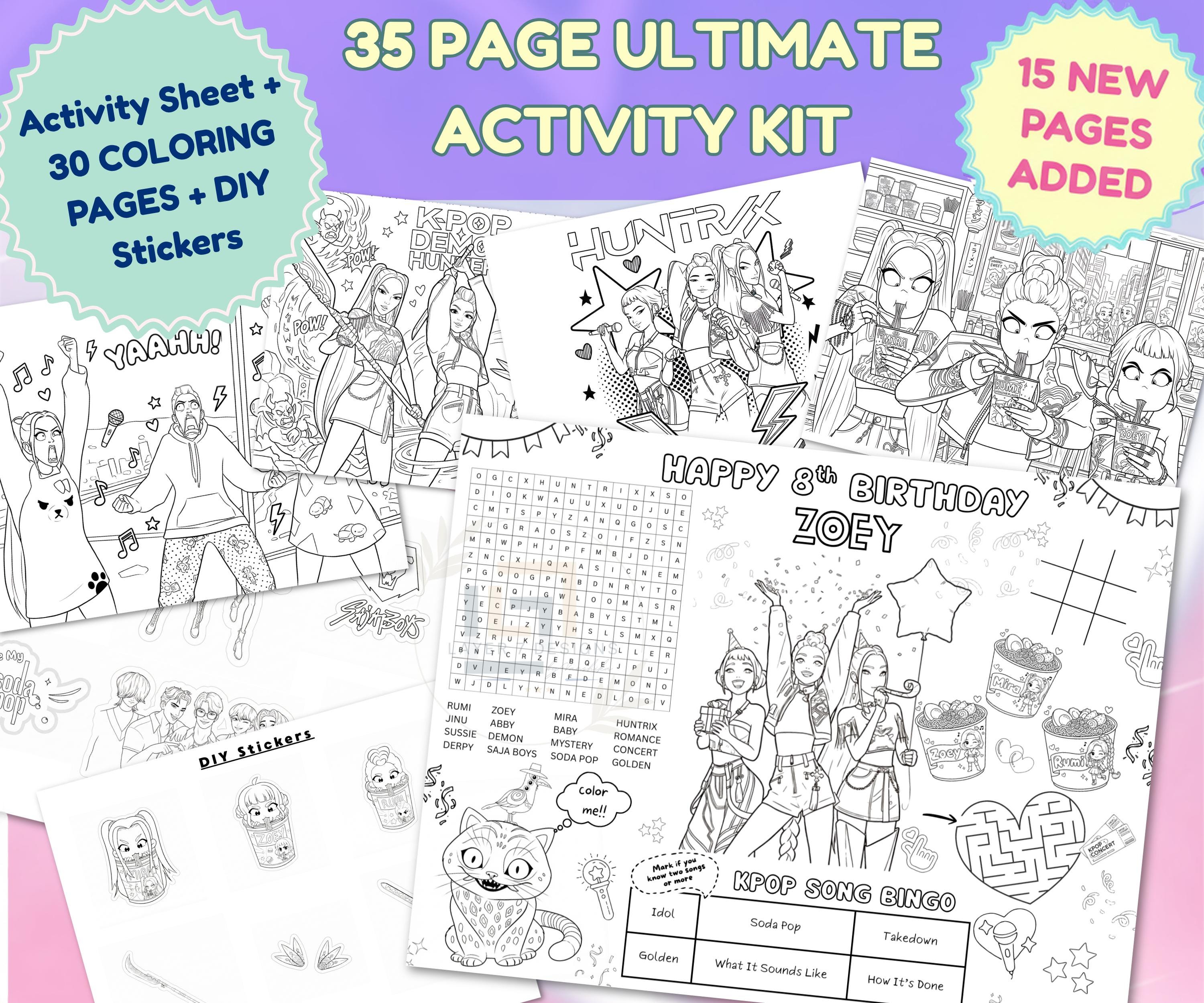 Kpop Demon Hunter Party Games | Huntrix Activity Placemat | 35 Pages ...