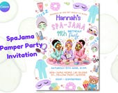 SpaJama Party Invitation | Girls Pamper Party Invite | Tween Spa Sleepover Birthday | Slumber Party Editable Canva | Pajama Spa Invite