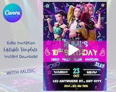 Kpop Demon Hunters Video Invitation,Huntrix Birthday Video,Editable Video Canva Template,Rumi Zoey Mira Video Invitation,kpop animations
