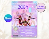 Kpop Demon Hunters Birthday Invitation | Editable Ticket Template | Huntrix VIP Concert Pass | Girl Group Party Invite | 2 Styles Included