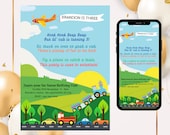 Transportation Birthday Invitation | Vehicle Birthday Invite | Fire Truck |Train |Car |Airplane | Made-to-Order