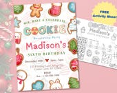 Cookie Birthday Invitation,Cookie Decorating Party Invite,Christmas Birthday,Gingerbread Birthday,Kids Baking Birthday,Cookie exchange party
