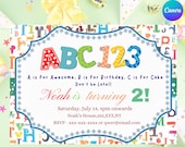 ABC Alphabet Birthday Invitation - Personalized | Instant Download | Kids Party Invite | Canva Template