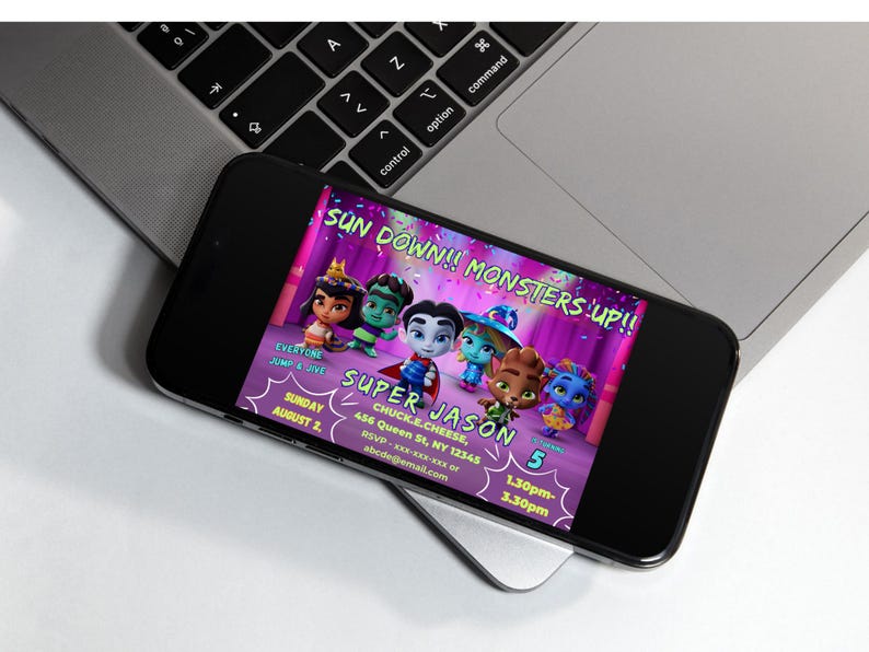 Super Monsters Invitation | Editable Canva Birthday Template | Drac, Katya, Lobo | Custom Digital Download| Super Monsters Party Invites image 3