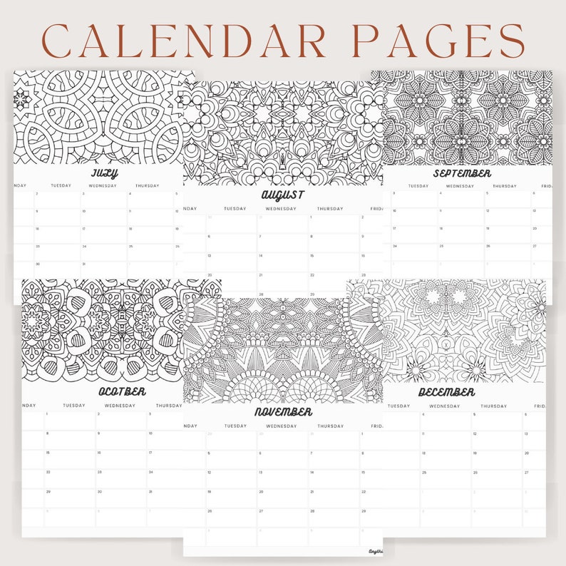 Colouring Calendar 2024 Printable and Editable Coloring Etsy