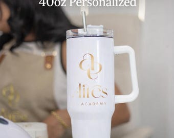 Custom Logo Tumbler 40oz, Personalized Business Cup, Small Business Branding, Nail Tech Cup, Esthetician Gift, Custom Name Tumbler
