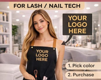 Personalized Salon Apron with Logo | Lash Artist Apron | Custom Spa Uniform | Nail Tech Apron | Beauty Business Work Apron
