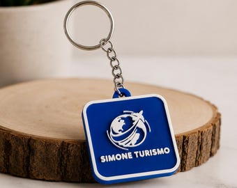 Custom Logo Keychain, Personalized 3D Printed Business Keychain, Two Color Company Logo Keyring, NFC Keychain Gift