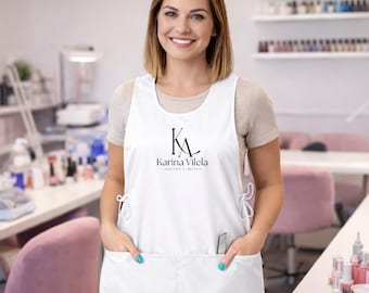 Personalized Nail Tech Apron with Logo – Custom Salon Smock for Lash Artist, Esthetician Uniform, Beauty Business Work Apron