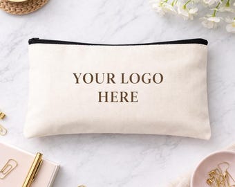 Custom Logo Canvas Zipper Pouch | Personalized Gift Bag