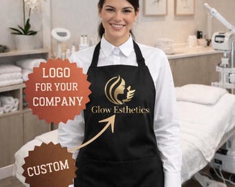 Personalized Logo Apron with Pockets Custom Apron for Business Beauty Salon Nail Tech Esthetician Lash Artist Custom Print Apron Work Apron