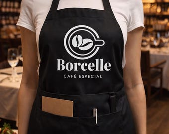 Personalized Coffee Shop Apron with Logo | Custom Barista Apron | Cafe Uniform | Small Business Branding | Vinyl Logo Apron