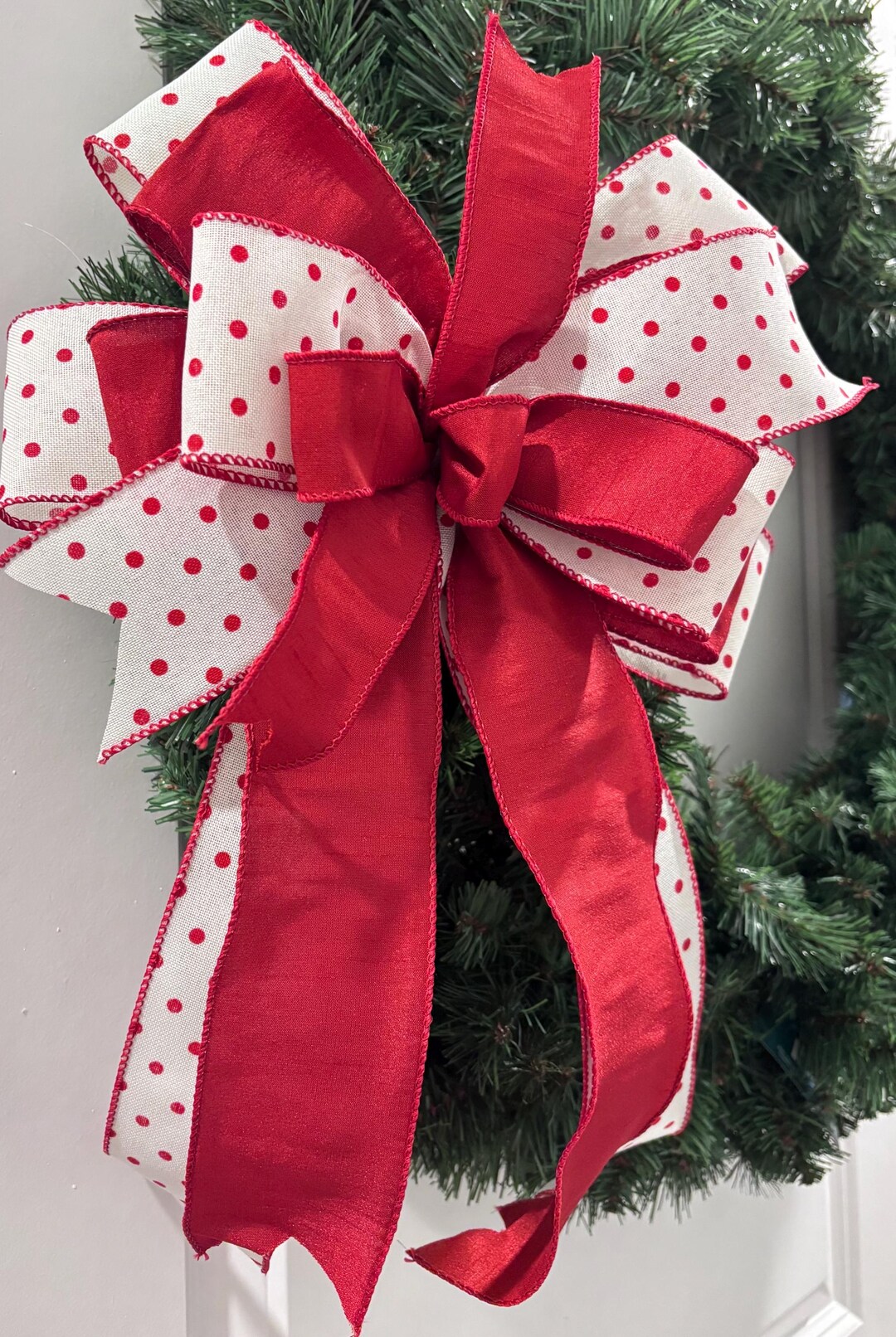 Handmade Valentine Bow | Red Polka Dot Decor - Etsy