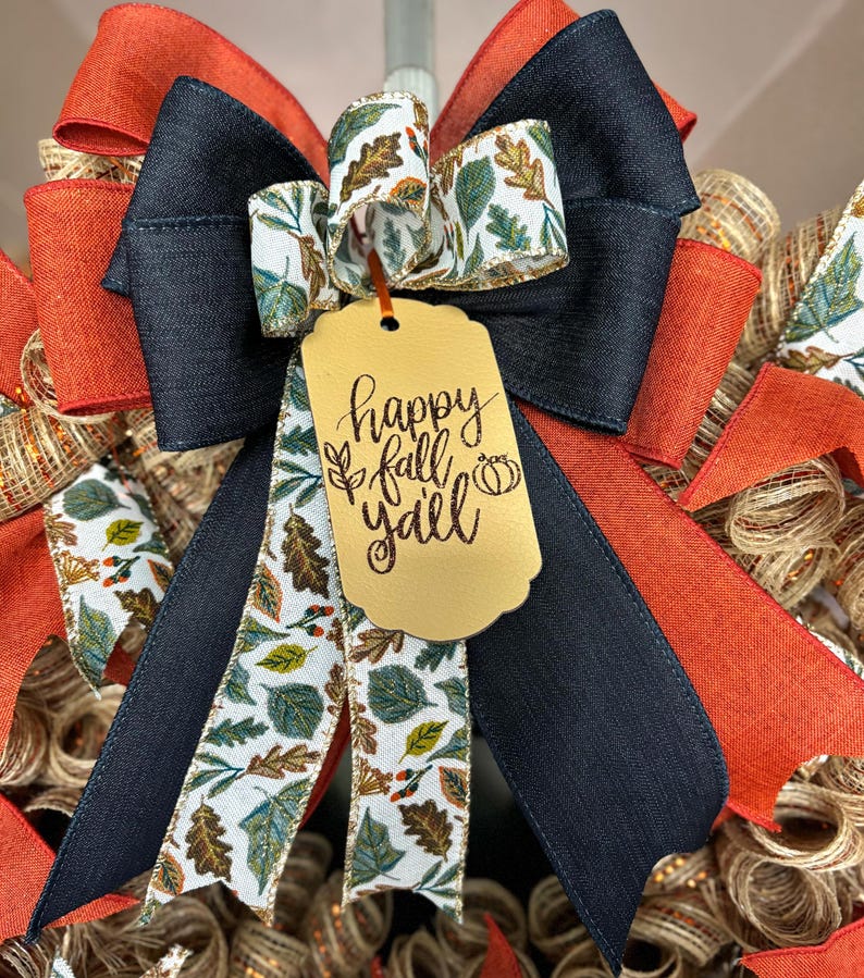 Fall Wreath, Fall Door Hanger, Deco Mesh Wreath, Autumn Wreath, Happy ...