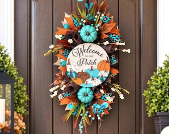 Teal Pumpkin Fall Wreath