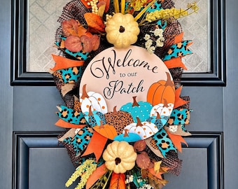 Teal Pumpkin Fall Wreath