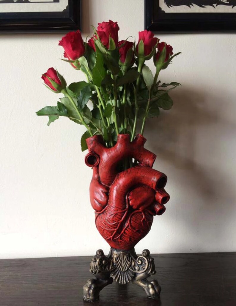 Anatomical Heart Vase Red Finish Etsy
