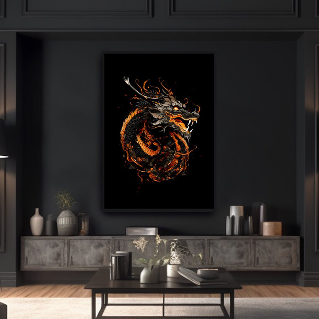 Digital Download Japanese Dragon Wall Art Poster Print Japanese Dragon