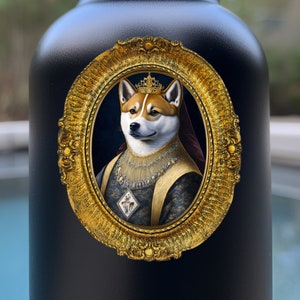 Vinylsticker Akita-hond als renaissanceschilderij, op Leonardo Davinci geïnspireerd, waterdicht