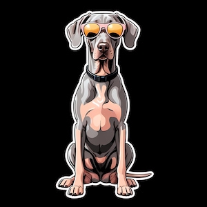 Waterproof Vinyl Sticker Weimaraner Dog Chillin’ Wearing Sunglasses  - 2 Styles to Choose From! Pastel or Original
