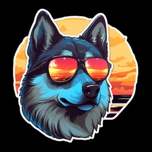 Waterdichte vinylsticker Akita Dog met zonnebril at the Lake v2 Waterproof