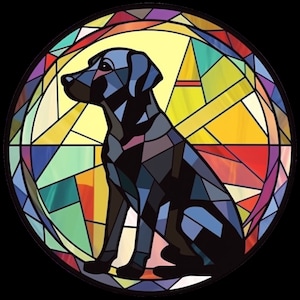 Vinyl Sticker Black Lab Labrador Retriever Stained Glass Window  Waterproof