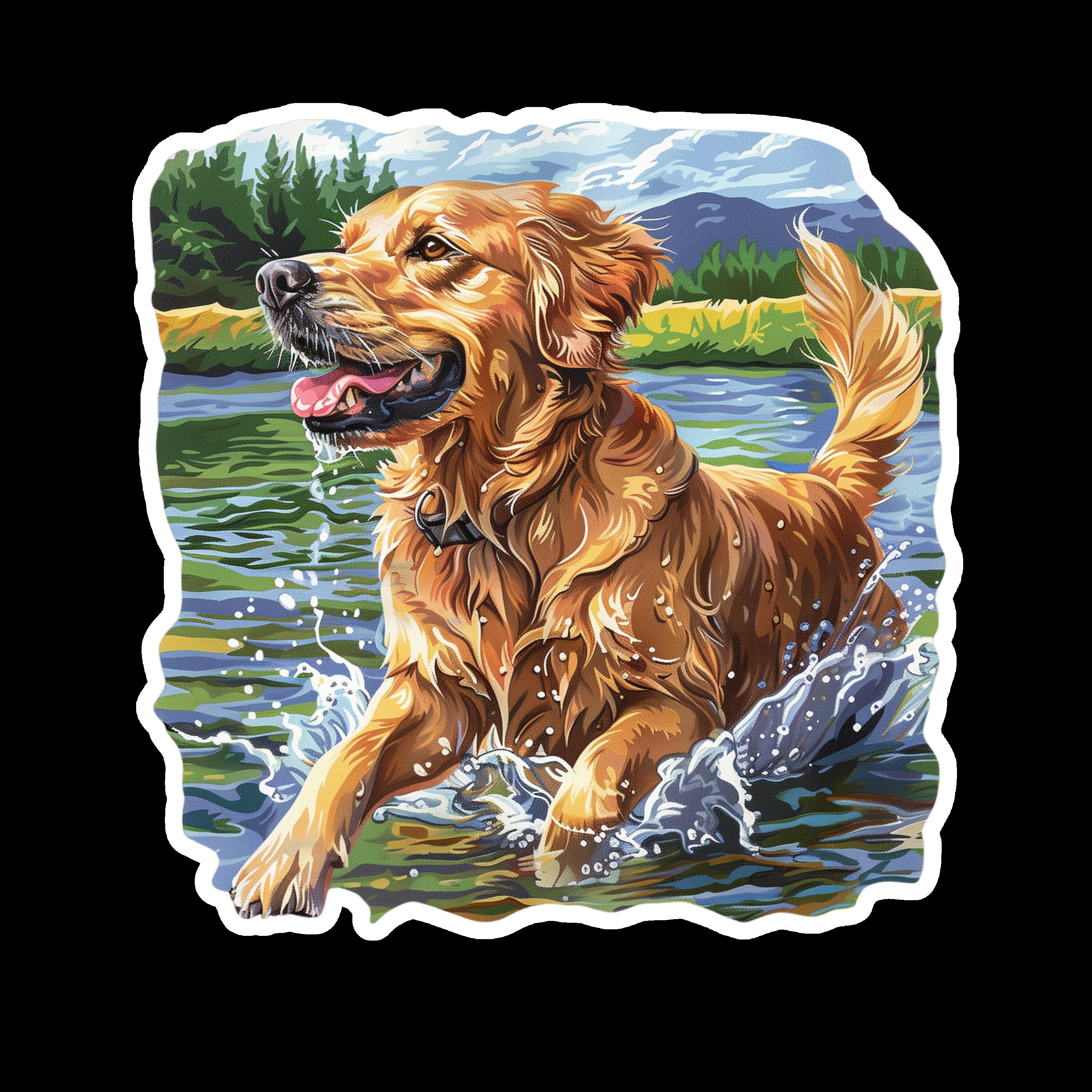 Wasserdichter Vinylaufkleber Golden Retriever Hund, der durch den Bergsee  läuft, Naturszene im Freien Wasserdicht - Etsy Schweiz, image size:3000x3000