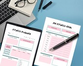 Watercolor Fitness Goal Planner, Workout Log, Measurement Tracker (PDF)